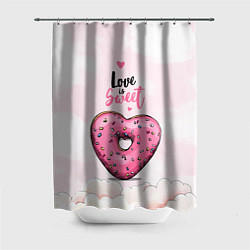 Шторка для душа Пончик сердечко, цвет: 3D-принт