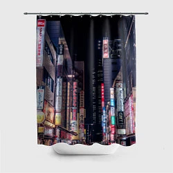 Шторка для душа Ночной Токио, цвет: 3D-принт