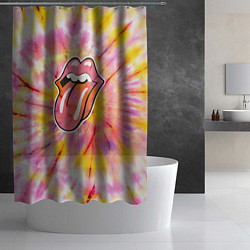 Шторка для душа Rolling Stones tie-dye, цвет: 3D-принт — фото 2