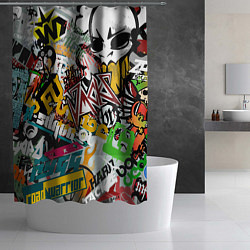 Шторка для душа Стикеры, цвет: 3D-принт — фото 2
