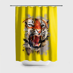 Шторка для душа Оскал тигра, цвет: 3D-принт