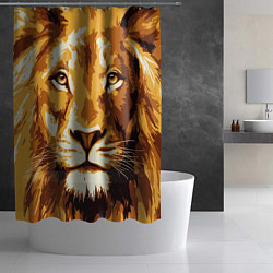 Шторка для душа Взгляд льва, цвет: 3D-принт — фото 2