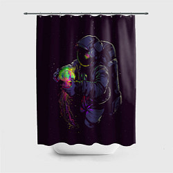 Шторка для душа Медуза и космонавт, цвет: 3D-принт