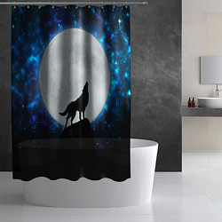 Шторка для душа Волк воющий на луну, цвет: 3D-принт — фото 2