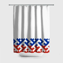 Шторка для душа Русский орнамент в цветах флага, цвет: 3D-принт
