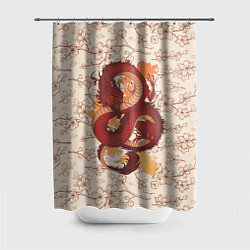 Шторка для ванной Китайский Дракон и Сакура
