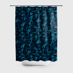 Шторка для душа Синий полигональный паттерн, цвет: 3D-принт