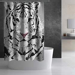 Шторка для душа Белый снежный тигр, цвет: 3D-принт — фото 2