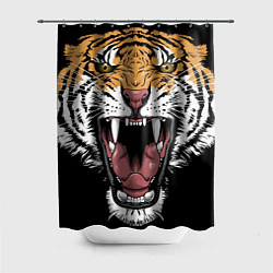 Шторка для душа Оскал амурского тигра, цвет: 3D-принт