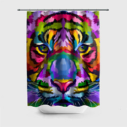 Шторка для душа Морда тигра крупным планом, цвет: 3D-принт