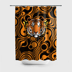 Шторка для душа Голова тигра с бабочкой, цвет: 3D-принт