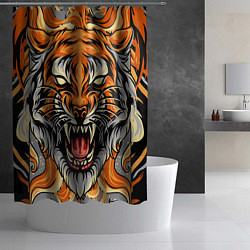 Шторка для душа Символ года тигр в гневе, цвет: 3D-принт — фото 2