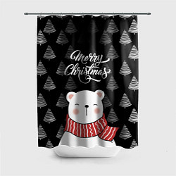 Шторка для душа MERRY CHRISTMAS BEARS, цвет: 3D-принт