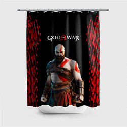 Шторка для душа God of War красные разводы, цвет: 3D-принт