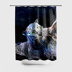 Шторка для душа Неоновый тигр в воде, цвет: 3D-принт