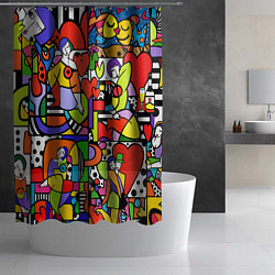 Шторка для душа Romero Britto - love collage, цвет: 3D-принт — фото 2