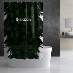 Шторка для душа Skoda паттерн логотипов, цвет: 3D-принт — фото 2