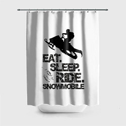 Шторка для душа EAT SLEEP RIDE SNOWMOBILE, цвет: 3D-принт