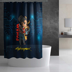 Шторка для душа Маленькая Panam Панам cyberpunk2077, цвет: 3D-принт — фото 2