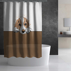Шторка для душа Грустный Щенок Бигля, цвет: 3D-принт — фото 2