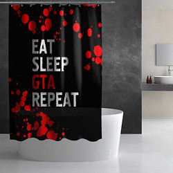 Шторка для душа Eat Sleep GTA Repeat - Брызги, цвет: 3D-принт — фото 2