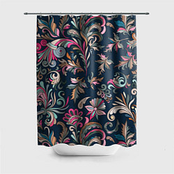 Шторка для душа Холодная хохлома, цвет: 3D-принт