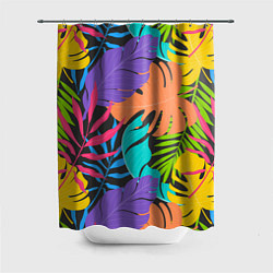 Шторка для душа Тропические экзотические листья, цвет: 3D-принт