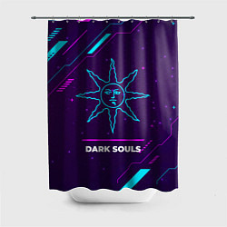 Шторка для душа Символ Dark Souls Sun в неоновых цветах на темном, цвет: 3D-принт