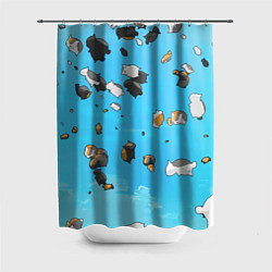 Шторка для душа Летающие котики Екаи Тетрадь дружбы Нацумэ, цвет: 3D-принт