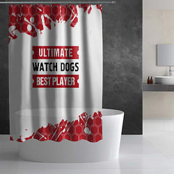 Шторка для душа Watch Dogs: красные таблички Best Player и Ultimat, цвет: 3D-принт — фото 2