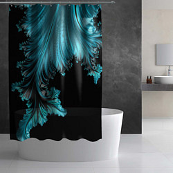 Шторка для душа Черный с голубым неоновый фрактал Ледяная абстракц, цвет: 3D-принт — фото 2