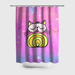 Шторка для душа Абстрактный круглый котик, цвет: 3D-принт