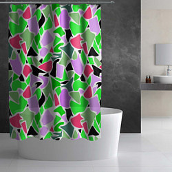 Шторка для душа Abstract pattern green pink spots, цвет: 3D-принт — фото 2