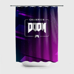 Шторка для душа Doom Gaming Champion: рамка с лого и джойстиком на, цвет: 3D-принт