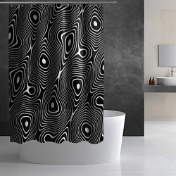 Шторка для душа Чёрно-белая стилизованная поверхность воды Wave pa, цвет: 3D-принт — фото 2