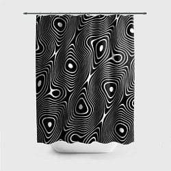 Шторка для душа Чёрно-белая стилизованная поверхность воды Wave pa, цвет: 3D-принт