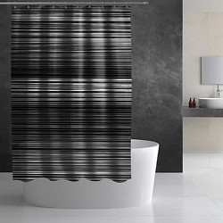 Шторка для душа Black and white thin stripes Тонкие полосы, цвет: 3D-принт — фото 2