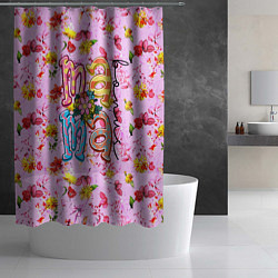Шторка для душа Слово МАМА в цветочках, цвет: 3D-принт — фото 2