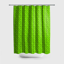 Шторка для душа Зеленые узоры в виде листочков, цвет: 3D-принт