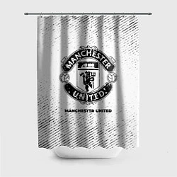 Шторка для душа Manchester United с потертостями на светлом фоне, цвет: 3D-принт