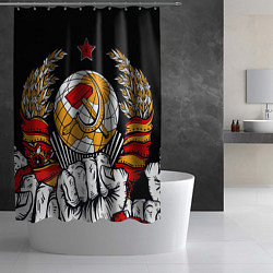 Шторка для душа Герб СССР на черном фоне, цвет: 3D-принт — фото 2