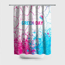 Шторка для душа Green Day neon gradient style: символ сверху, цвет: 3D-принт