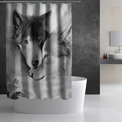 Шторка для душа Love: Волк и волчица, цвет: 3D-принт — фото 2
