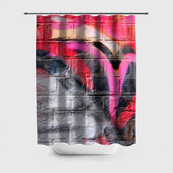 Шторка для душа Граффити на кирпичной стене - фрагмент, цвет: 3D-принт