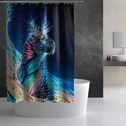 Шторка для душа Неоновый сказочный леопард, цвет: 3D-принт — фото 2