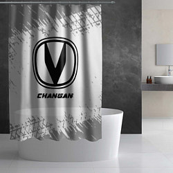 Шторка для душа Changan speed на светлом фоне со следами шин, цвет: 3D-принт — фото 2