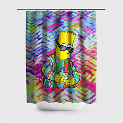Шторка для душа Барт Симпсон в тёмных очках считает бабло, цвет: 3D-принт