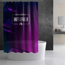 Шторка для душа Battlefield gaming champion: рамка с лого и джойст, цвет: 3D-принт — фото 2