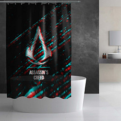 Шторка для душа Assassins Creed в стиле glitch и баги графики на т, цвет: 3D-принт — фото 2