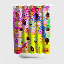 Шторка для душа Вкусные Мороженки, цвет: 3D-принт